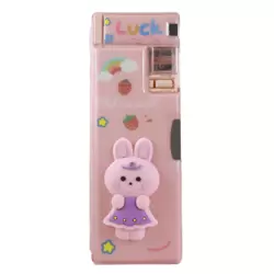 Cute Printed Multifunctional Pencil Box with Inbuilt Dual Sharpener-Pink