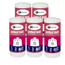 Heavy Duty Bio-Degradable Garbage Bags (46cmX52cm) - White - Pack of 5