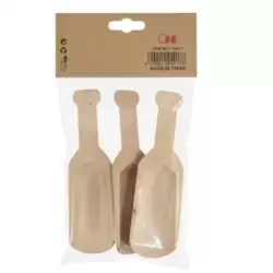 Mini Natural Bamboo Wooden Unpainted Scoops For Kitchen- 3pcs