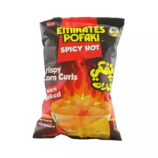 Emirates Pofaki Spicy Hot Crispy Corn Curls Oven Baked Curls- 80gms