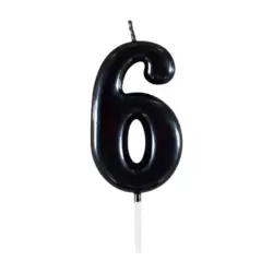 Party Time Candles Black Number Six (6) Shaped Candle 4X7.5cm For Birthday Cake