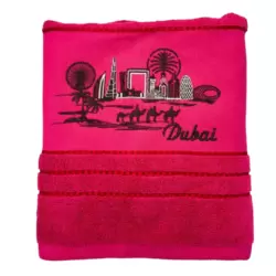 Kovar Soft And Quick Drying Hand And Face Towel With Dubai Souvenir Prints- Pink