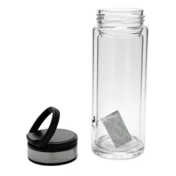 Borosilicate Glass Water Bottle with Black Lid- 20X7cm