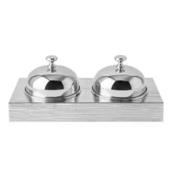 Round Stainless Steel Candy And Dry Fruits Tray Sets With Stands And Lid- Silver