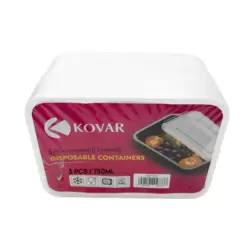 KOVAR Disposable Food Box with Lid Microwavable Food Storage Container- 750ml Pack of 5pcs