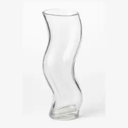 Tall Curved Design Transparent Glass Flower Vase With Heart Shaped Opening- 6X19cm