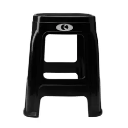 Kovar Plastic Stackable And Step High Stool For Indoor And Outdoor Use- Black