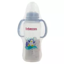 Bebecom Standard Feeding Bottle With Silicone Nipple And Handle Animal Print 300 ml Blue Color(A316