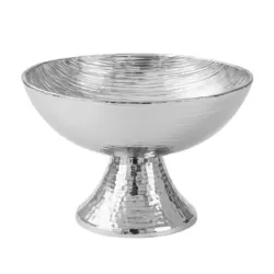 Elegance Indian Traditionally Hammered Stainless Steel Double Wall Punch Bowl 21.5X15cm- Silver