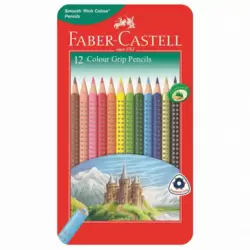 Faber Castell Grip Color Pencil In A Flat Metal Tin Multi-Color- 12pcs