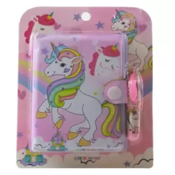 Small Diary Notebook with Pen for Girls Unicorn Design- Pink