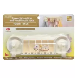 Powerful Suction Wall Toothbrush Rack With Clothes Hanging Hooks- White