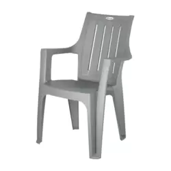 Esqube Strong Stacking Plastic Chair With Back And Arm Rest- Gray