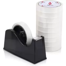 Basic Office Desk Tape Dispenser With Weighted Nonskid Base- Black