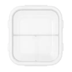 Rectangle Borosilicate Glass Lunch Box With 2 Compartments And Leakproof Lid- 1000ml