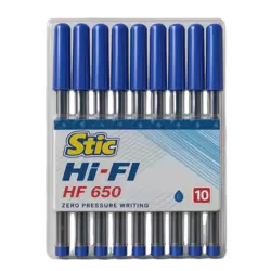 Stic Hi-Fi Zero Pressure Writing Ball Pen HF 650 Blue Ink- 10pcs