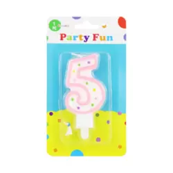 Party Fun Numeral Candles Cake Topper Decoration with 5 Number- Pink Color