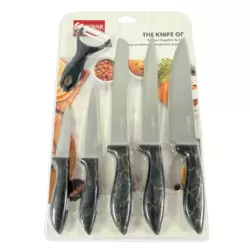 Kovar Stainless Steel Kitchen Knife Set With Marble Design Ergonomic Handle- 6pcs Set