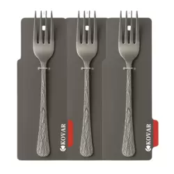 Kovar Stainless Steel Gray Cake Fork Set With Rough Pattern Handle- 3pcs