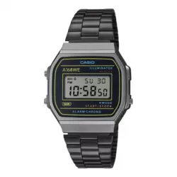 Casio A168WEHB-1ADF Vintage Digital Stainless Steel Wrist Watch With Steel Band- Black