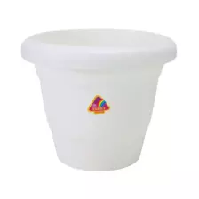 Plastic Garden Pots Containers Tree Planters with Tray, White- 14X12 cm