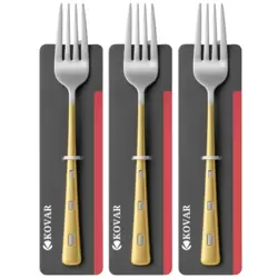Kovar Gray Stainless Steel Dinner Fork With Golden Handle- 3pcs