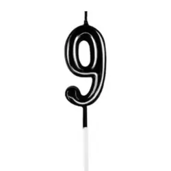 Party Time Candles Black Number Nine (9) Shaped Candle 4X7.5cm For Birthday Cake