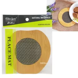 Golden Bamboo Natural Bamboo Heat Insulation Placemat With Woven Mesh Pattern- Brown