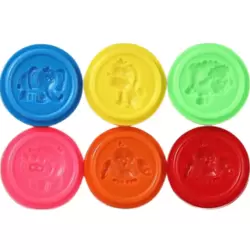 Non messy Playing Dough In Box With Animal Printed Lid Multi-Color- 6pcs