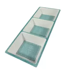 Sarvah Melamine 15 Inch Coring Ware Floral Designed 3 Section Tray- White