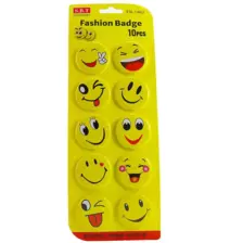 Fashion Badge Smiley Face Pinback Buttons- 10pcs