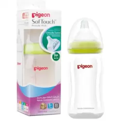 Pigeon Softouch Peristaltic Plus 3+ Months Wide Neck Polypropylene Baby Bottle- 240ml