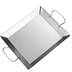 Rectangular Cooking Serving Flat Metal Tray Pan With Dual Handle 33X28X3.5cm