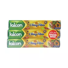 Falcon Extra Quality Cling Film Food Wrap Roll for Fresh Storage- 3X200 Sqft