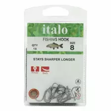 Italo Fishing Hooks, Stay Sharper Longer, Pack of 18pcs- Size 8