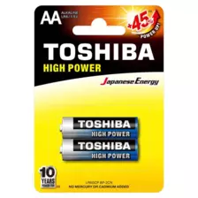 Toshiba High Power Alkaline AA LR6 1.5V, +45% Power Up Energy, Pack of 2 pcs