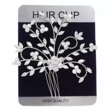 Bridal Alloy Hair Clips, Headpiece with Crystal in Round Flower Design- 1pc