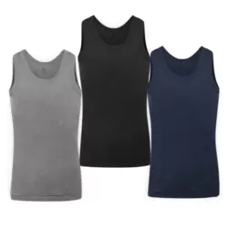 Lux Boys Vest Cotton Tank Top Undershirt Vest- For 7-8yrs Gray Blue Black Color, Pack of 3pcs