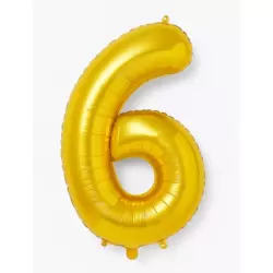 Number Letter 6 Aluminum Hanging Foil Balloon for Wedding and Party Decoration - Golden Color