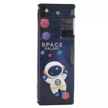 Multi-Function Stationary Pencil Box, Two Compartments Box with Two Attached Sharpener, External Cartoon Printed Box for Pencils and Pen Storage- Black Colour