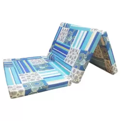 Single Bed Tri pieces Folding Foam Mattress With Cover For Travel Camping- 180X90cm