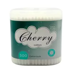 Cherry 100 percent Pure Cotton Buds Round Thick And Double Tips In Plastic Stem- 300pcs