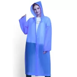 Adults Reusable Long Clear Unisex Rain Coat- Blue