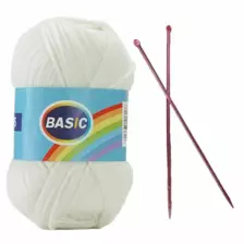 Basic Creative Hand Knitting Yarn Set, 51gms Per Yarn, White - Pack of 4pcs