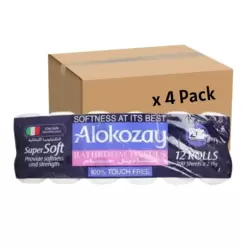 Alokozay 2 PLY Bulk 12 Rolls Bathroom Tissue 200 Sheets- 4 Pack