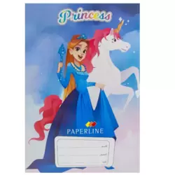 Paperline PVC Plain Notebook- Single Line with Borders and Princess Cover-60 Sheets