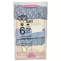 Sari Ladies Soft Organic Cotton Brief Panty 6pcs Pack In Multi Design And Multicolor- XL Size