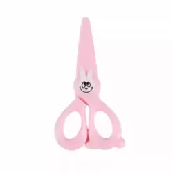 Baoji Students Safety Scissors with Blunt Head and Rabbit Design for Art and Craft- Pink color