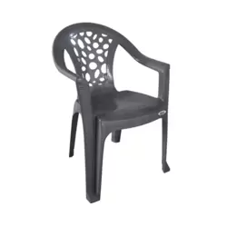 Esqube Durable and Sturdy Colored Plastic Chair With Arm Rest- Gray