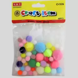 Mixed Color Soft Fluffy Pom Poms Balls for Arts Craft, Kids DIY Accessories- 48pcs